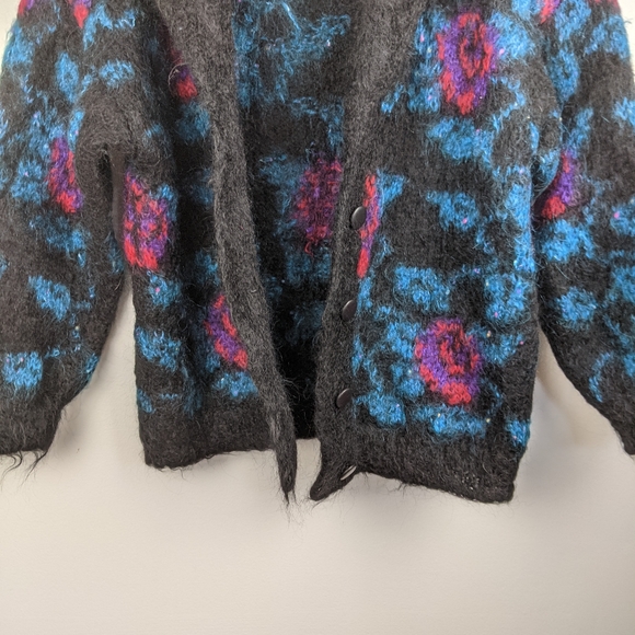 Atlandia Black Floral Mohair Button Front Cardigan - Picture 5 of 8